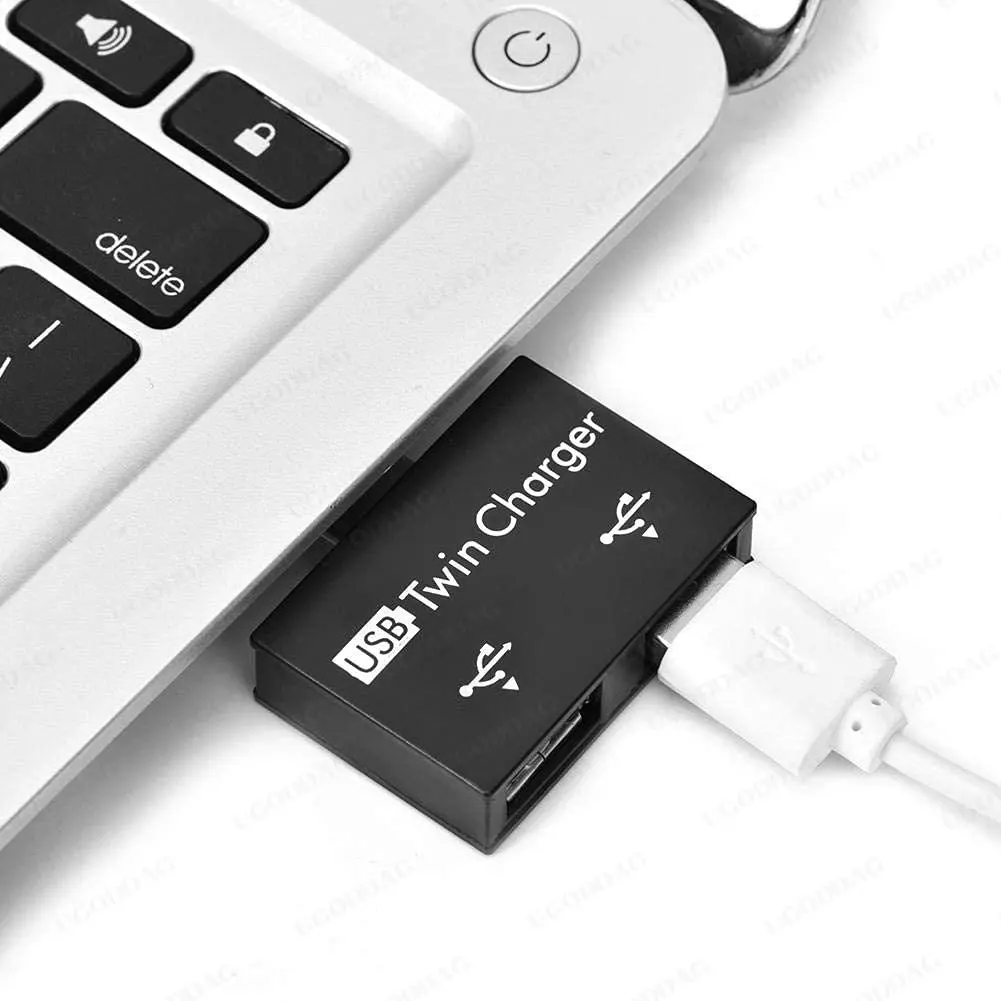 ใหม่ Mini USB Hub 2พอร์ต USB คู่ชาร์จ Splitter อะแดปเตอร์ชุดอะลูมินัมอัลลอย PC พกพาขนาดเล็กทนทาน Mini USB Hub สำหรับชาร์จ