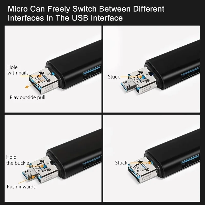 New 5 in 1 Multifunction USB 2.0 Type C USB Micro USB SD TF Memory Card Reader for Android Computer Dock OTG Type C Adapter