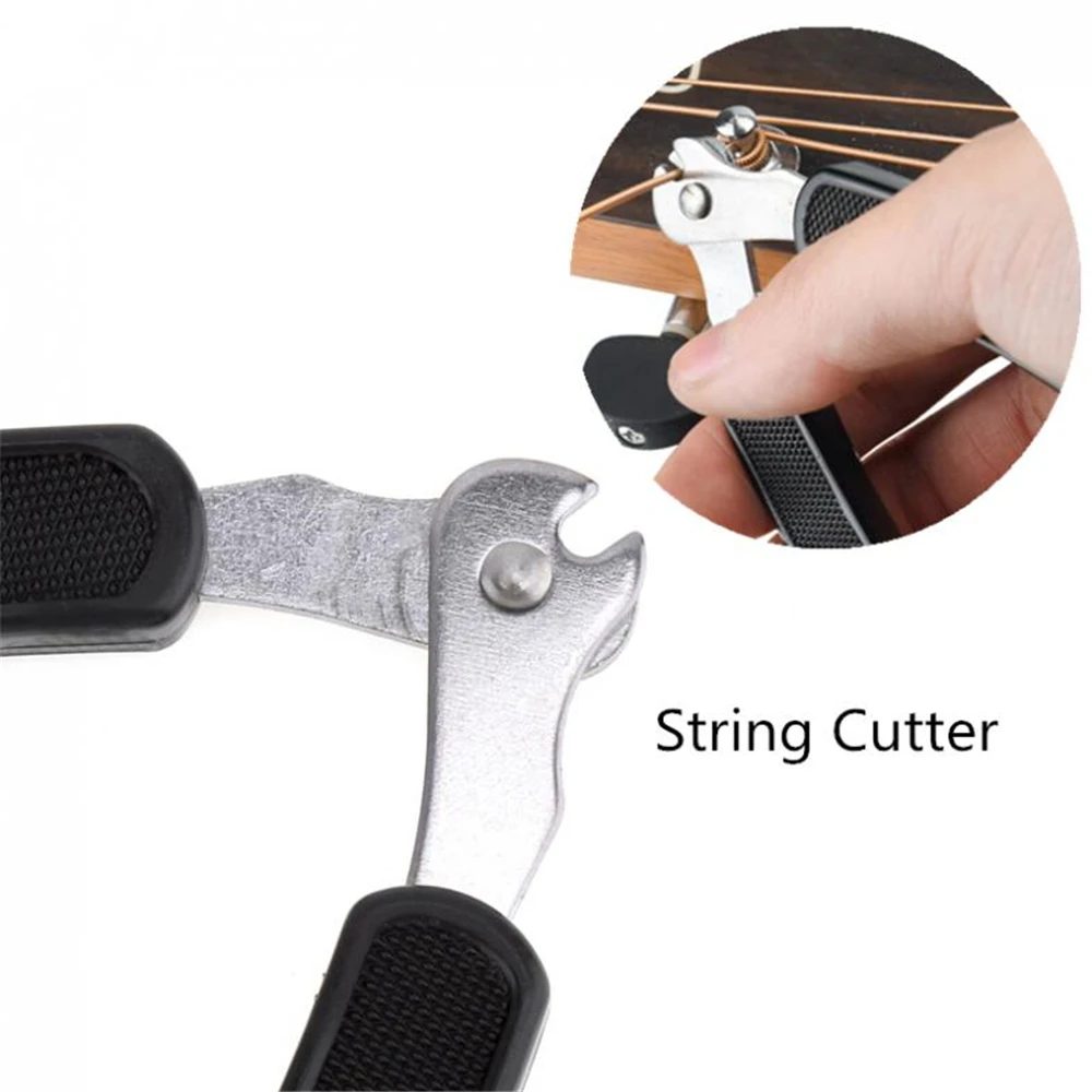 Multifunções Guitar String Changer, String Cutter, String Winder, Pin Puller para Banjos, Mandos Acessórios, 3 em 1, 1Pc