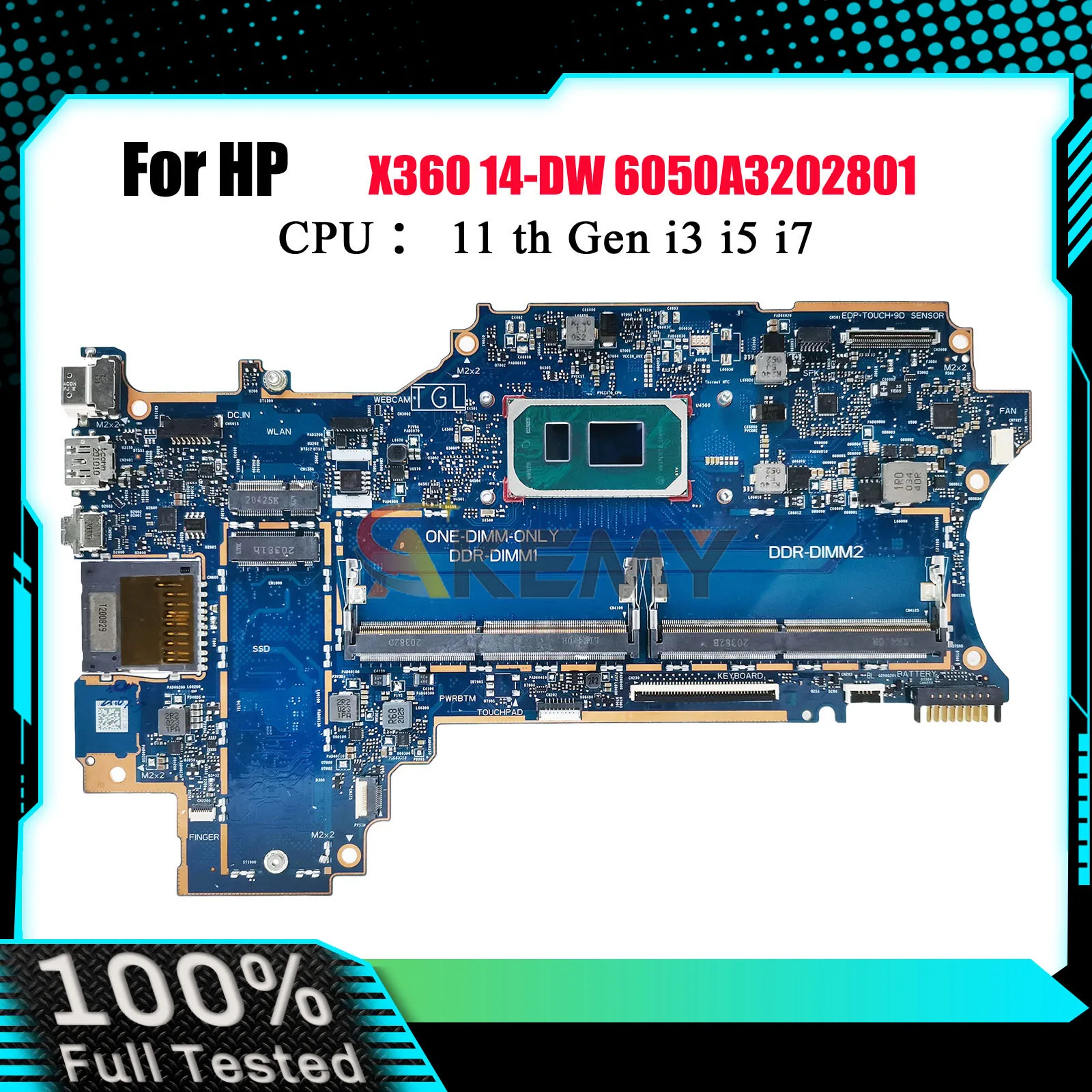 

6050A3202801 For HP Pavilion X360 14-DW Laptop Motherboard With i3 i5 i7 CPU DDR4 L96510-601 L96511-601 100% Fully Tested