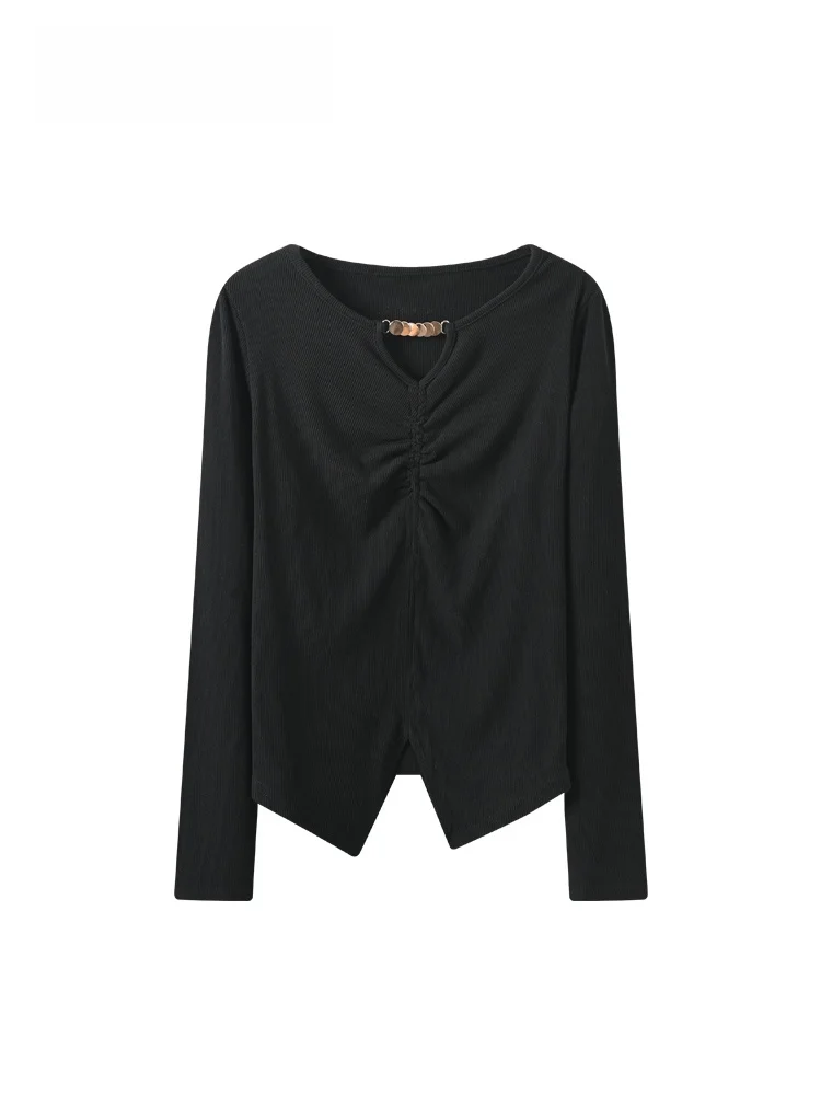 

Faionable Long Sve T-irt for Women plus Size Irregular Hemline Autumn Winter New Sle Cotton Polyester Blend Top