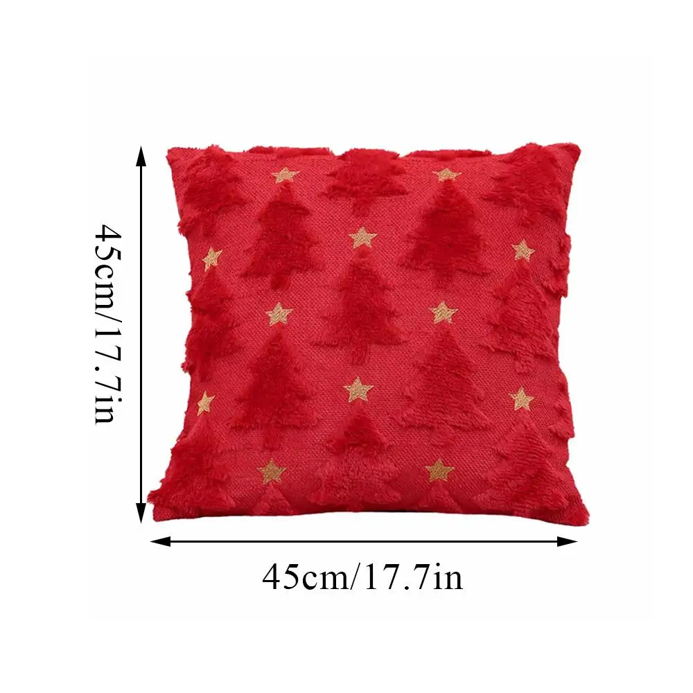 1pc árvore de natal quadrado lance fronhas floco de neve peludo fronhas de pelúcia bordado sofá capa de almofada decoração para casa 45*45