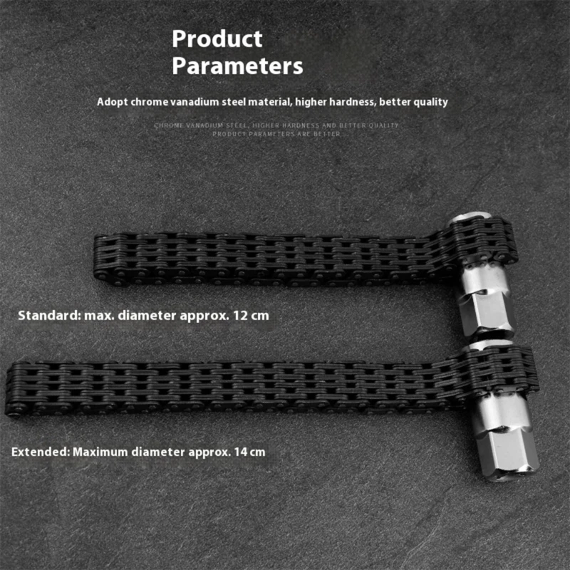 Compactly Automotive Engine Oil Filter Removal Tool Double Chain Design Heavy dutys Steel Construction Wide Compatibility