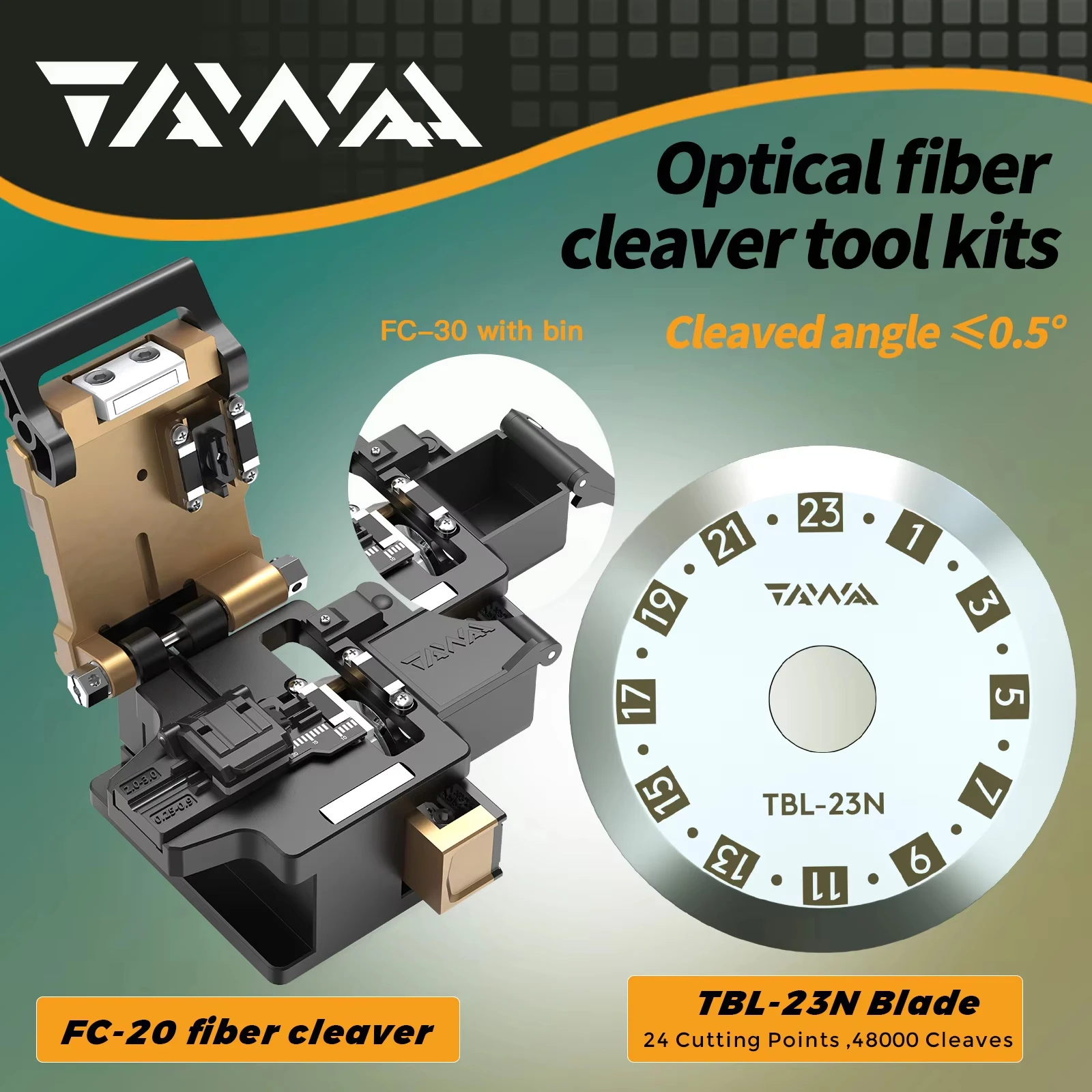 

Fiber Cleaver FC-30 Cable Cutting Knife FTTT Fiber Optic Cutter With Waste Bin.High Precision Cleaver 23 Point Blade 48,000 Life