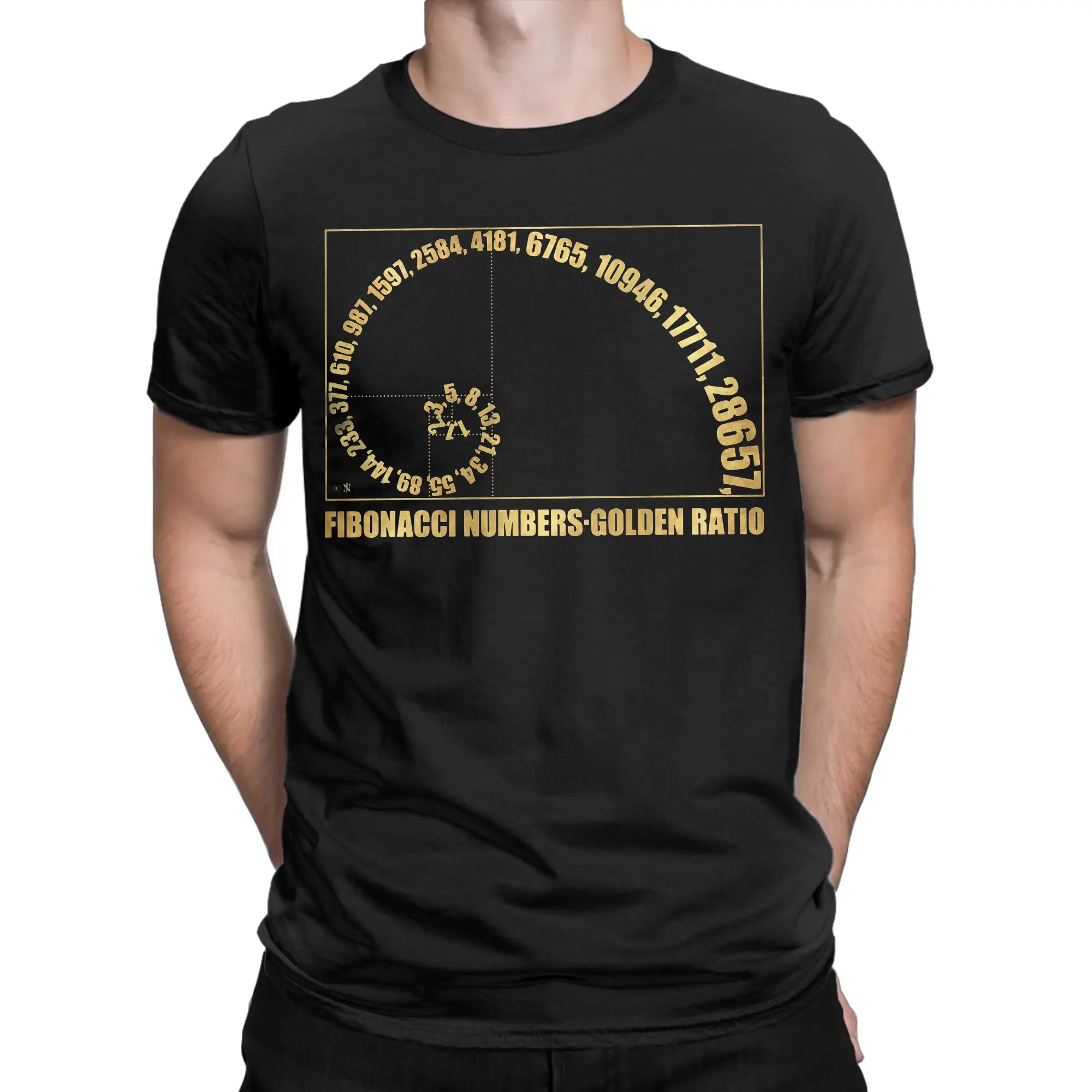 Fibonacci Sequence Numbers Golden Ratio T-Shirts Men Math Technical Geek 100% Cotton Tees Crew Neck T Shirt Gift Clothing