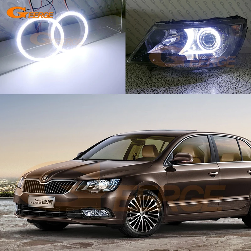 

For Skoda Superb 2 II 3T Facelift 2013 2014 2015 Ultra Bright COB Led Angel Eyes Kit Halo Rings Day Light