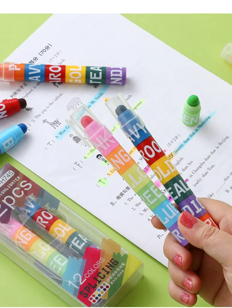 Farbe Highlighter Abnehmbare Spleißen Kreative Nette Stifte Retro Graffiti Markierung Stift für Kinder Studenten Schule Schreibwaren – Detail 9