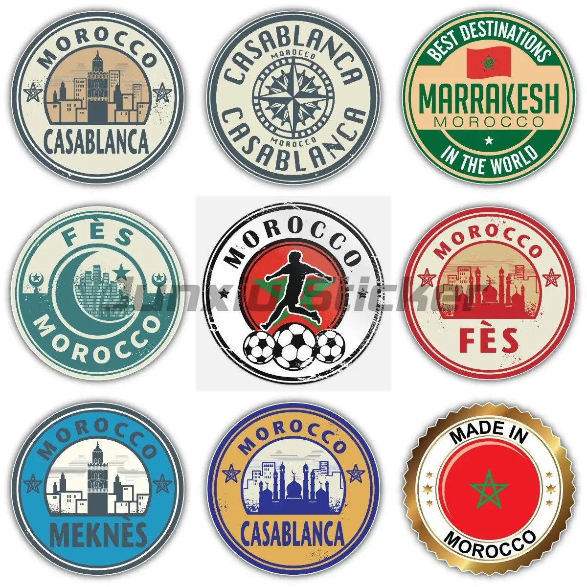 Moroccan Morocco National Flag Bicycle Helmet Decals Vinyl Art Heart Flag Travel Slogan Truck Car Window Bumper Sticker Decal