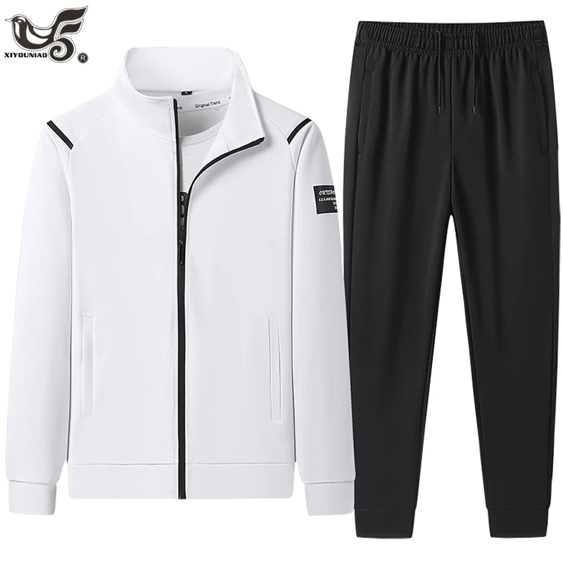 

Plus Size 6XL 7XL Men's Sportswear Autumn Casual Tracksuits Men Sets Outwear Jacket+Sweatpant Joggers Running Winter Sports Suit