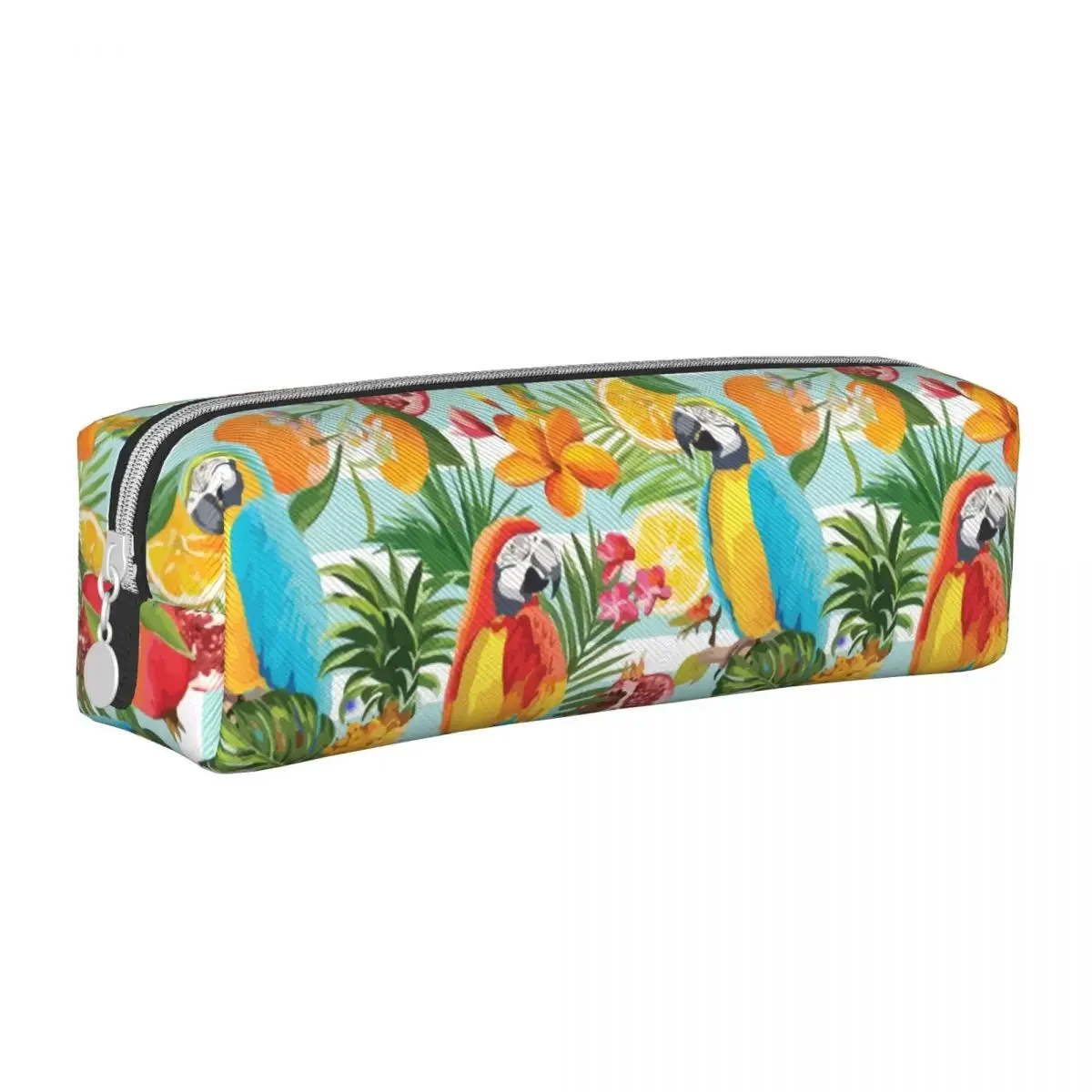 Macaw Tropical Forest Pencil Case Parrots Cockatiel Animal Pen Holder Bag Kids Big Capacity Students School Cosmetic Pencil Box