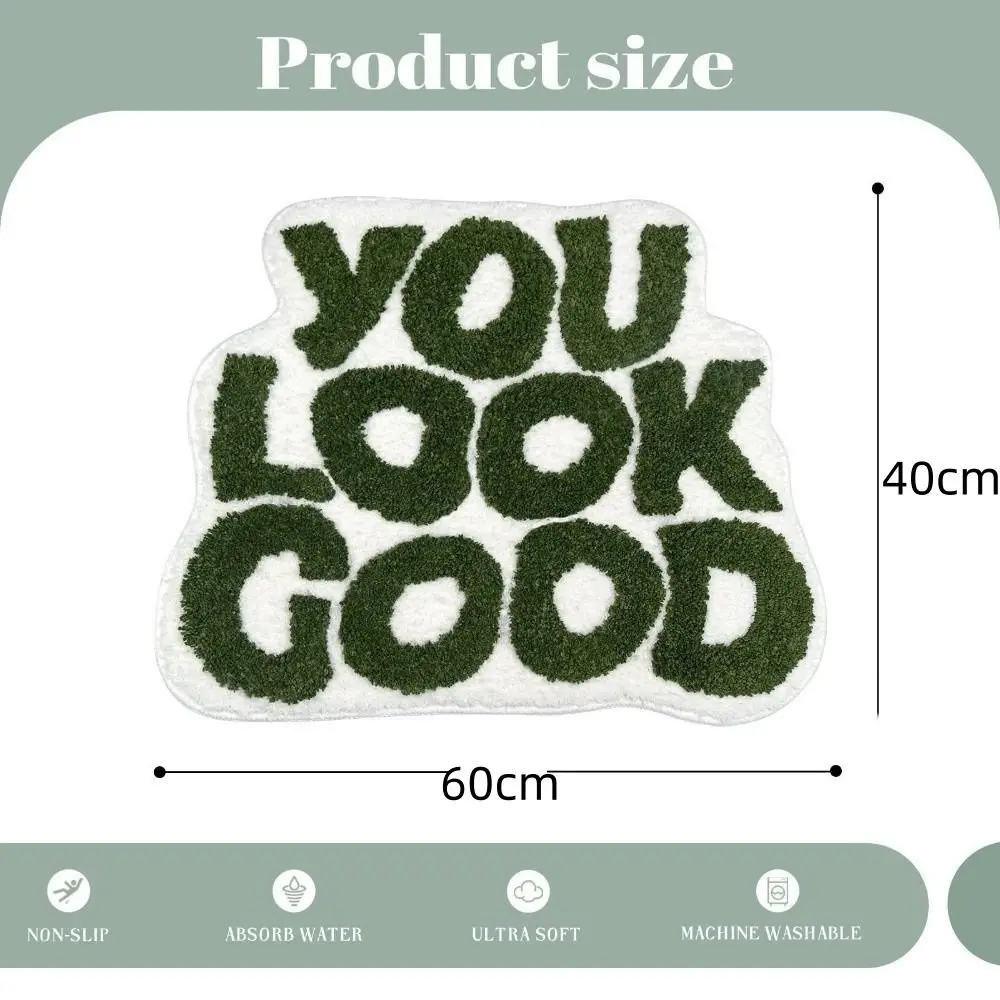 Stylish Irregular Letter Bedroom Chair Floor Mats Anti-Slip Absorbent Faux Cashmere Carpets Soft Home Decoration Mats Rug