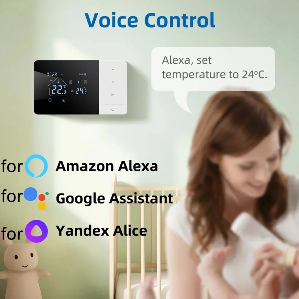 For Tuya Smart Battery Thermostat with Wifi for Gas Boilers Heating/Cooling App Scheduling and Voice Control Compatibility