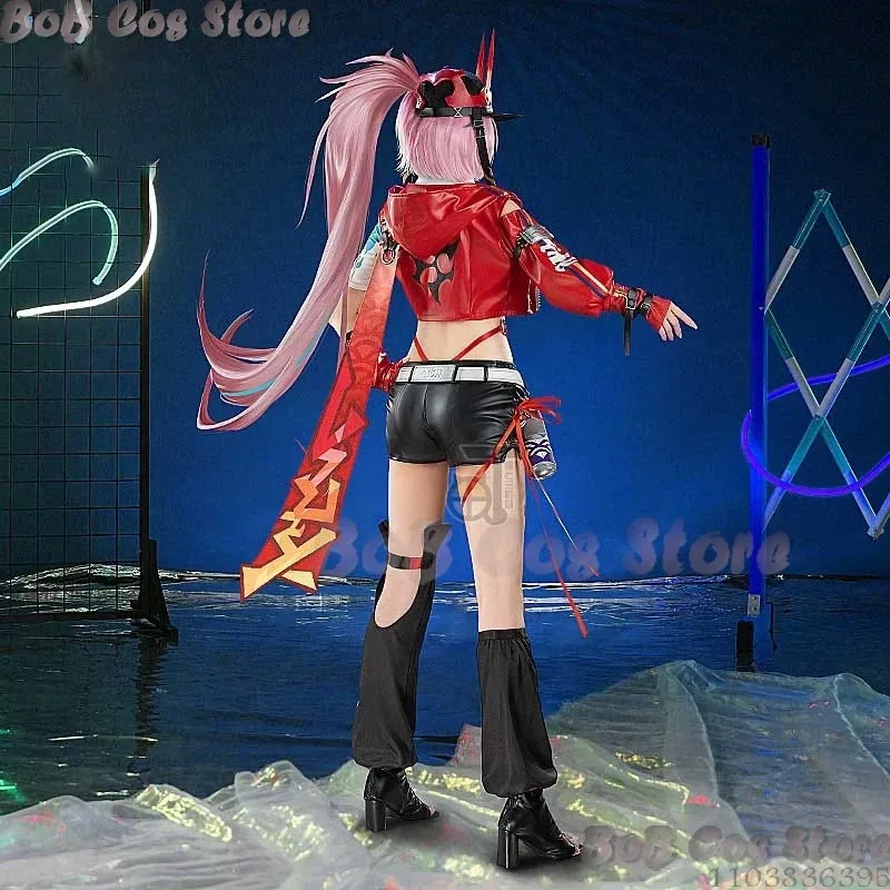 2025-11 Rappa Honkai Star Rail Cosplay Kostüm Disfraz Ranha Uniform Rosa Perücke Spiel Anime Halloween Weihnachten Party Comic-Con Rol