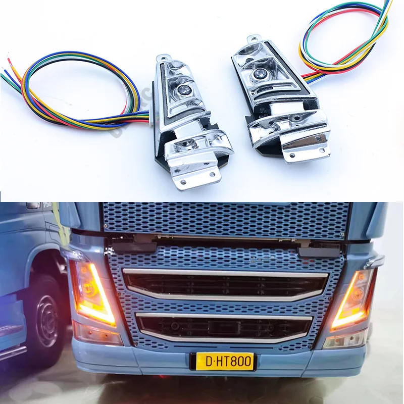 RC Dump Truck Simulation Front Lighting System Flowing Headlights for 1/14 TamiyaVOLVO 56360 FH16 750 Car Accessories