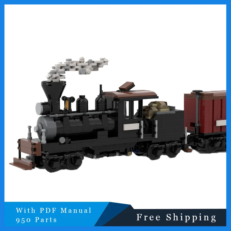 ชุดตัวต่อรถไฟสีดำสไตล์เรโทร 950 ชิ้น เทคโนโลยี MOC แบบประกอบเอง ของเล่นเสริมพัฒนาการเด็ก ของขวัญคริสต์มาส