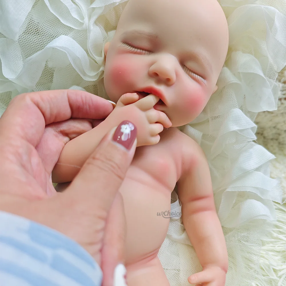 

Mini 12" Open Mouth Reborn Baby Doll Lifelike Soft Solid Silicone Doll Full Silicone Washable Body Girl Birthday Christmas Gift