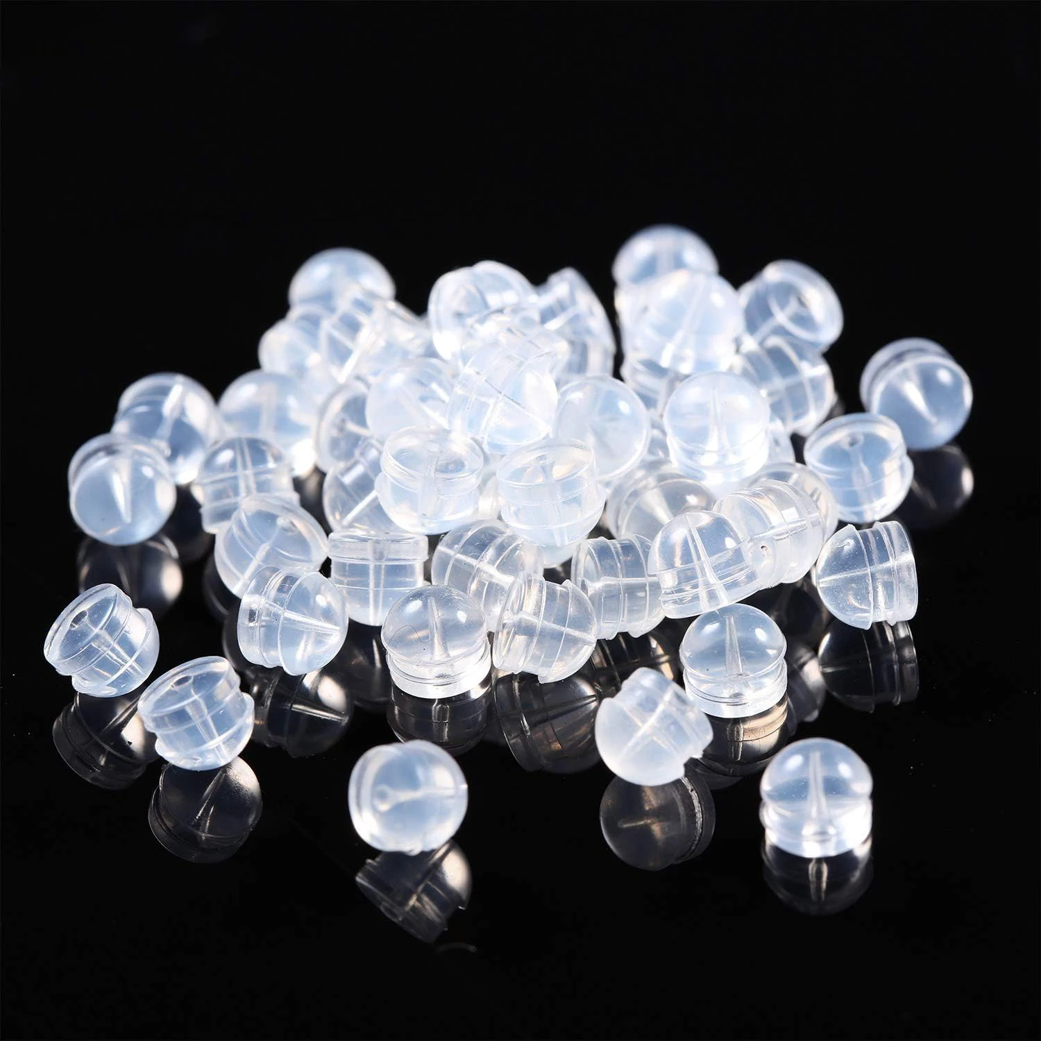 

50pcs/Lot Hamburger Shape Silicone Clear Ear Back Stoppers For DIY Earring Accessories Jewelry Making Supplies Findings Material