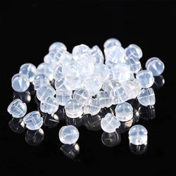 50pcs/Lot Hamburger Shape Silicone Clear Ear Back Stoppers For DIY Earring Accessories Jewelry Making Supplies Findings Material