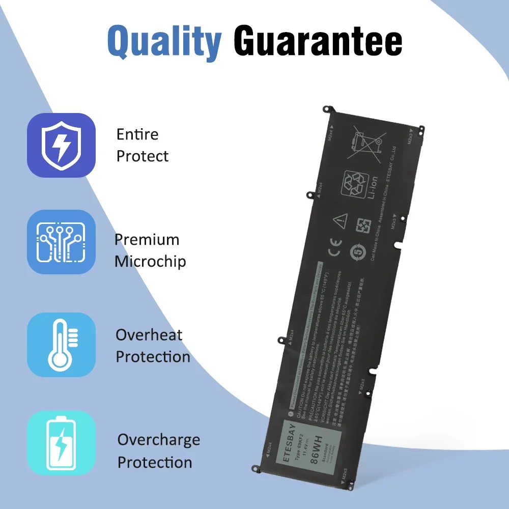 ETESBAY 69KF2 86Wh Battery Compatible with DELL XPS 15 9500 9510 9520 9530 Precision 5550 5560 G15 5510 5511 5520 5515 5521 G7 1