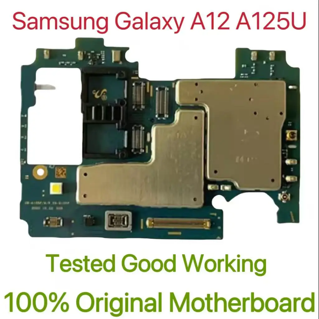 Original Unlocked Main Board For Samsung Galaxy A12 A125U Mainboard Motherboard Unlocked With Chips Circuits Flex Cable