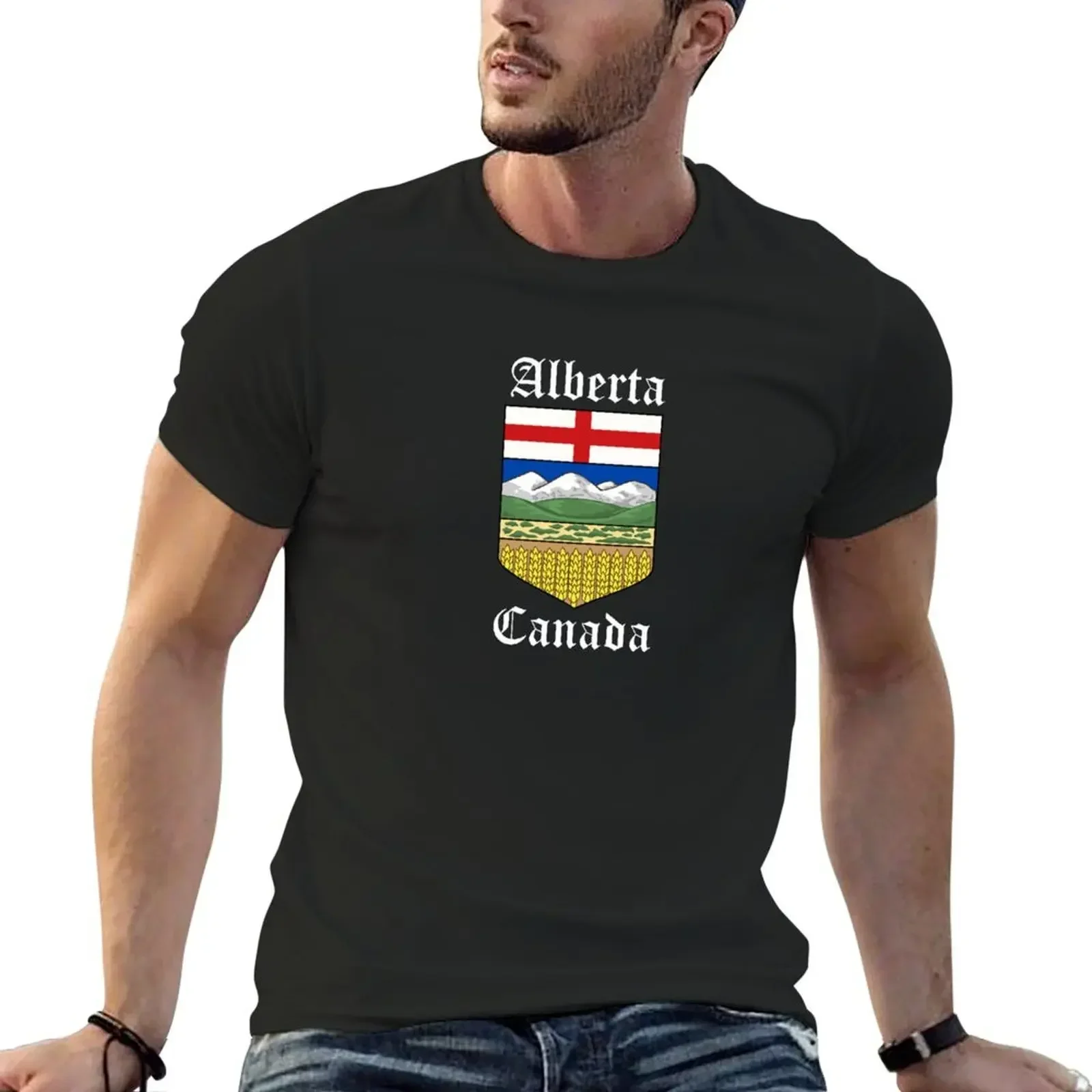 

Alberta Canada Coat of Arms T-Shirt oversized plus sizes custom shirt cheap stuff cotton t shirt men