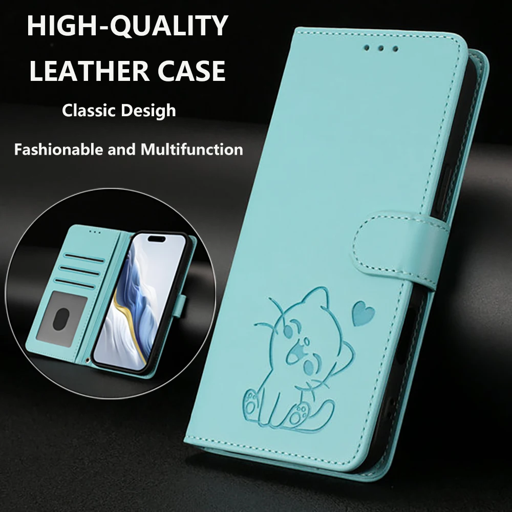 

Honor 400 Smart 5G 2025 Emboss Cat Leather Wallet Cover For Huawei Honor 400 Pro Luxury Case Honor 300 Ultra 400 200 90 Pro Etui