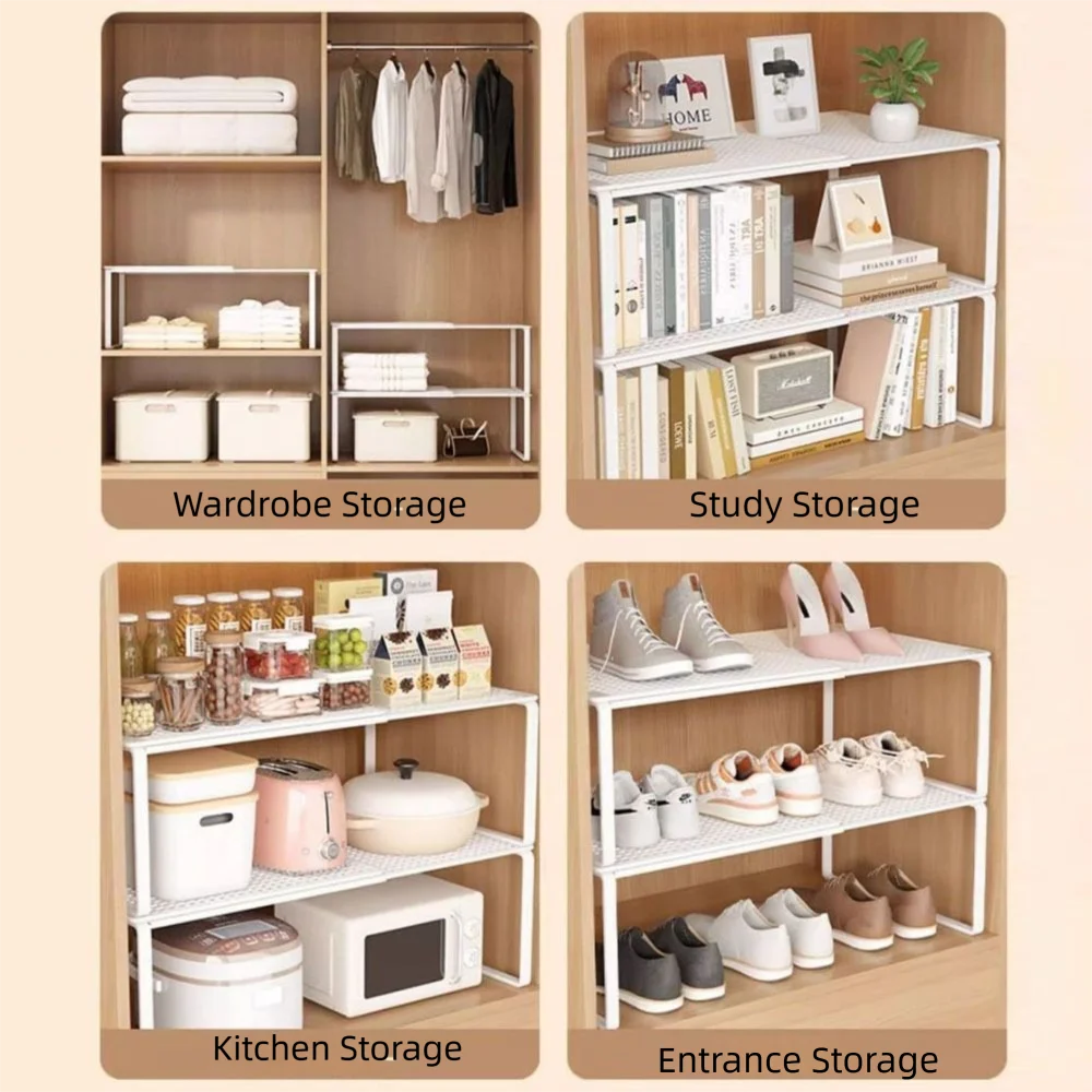 

Stackable Telescopic Closet Shelf Layered Partition Stretchable Wardrobe Divider Board Rust-proof Strong Load Bearing