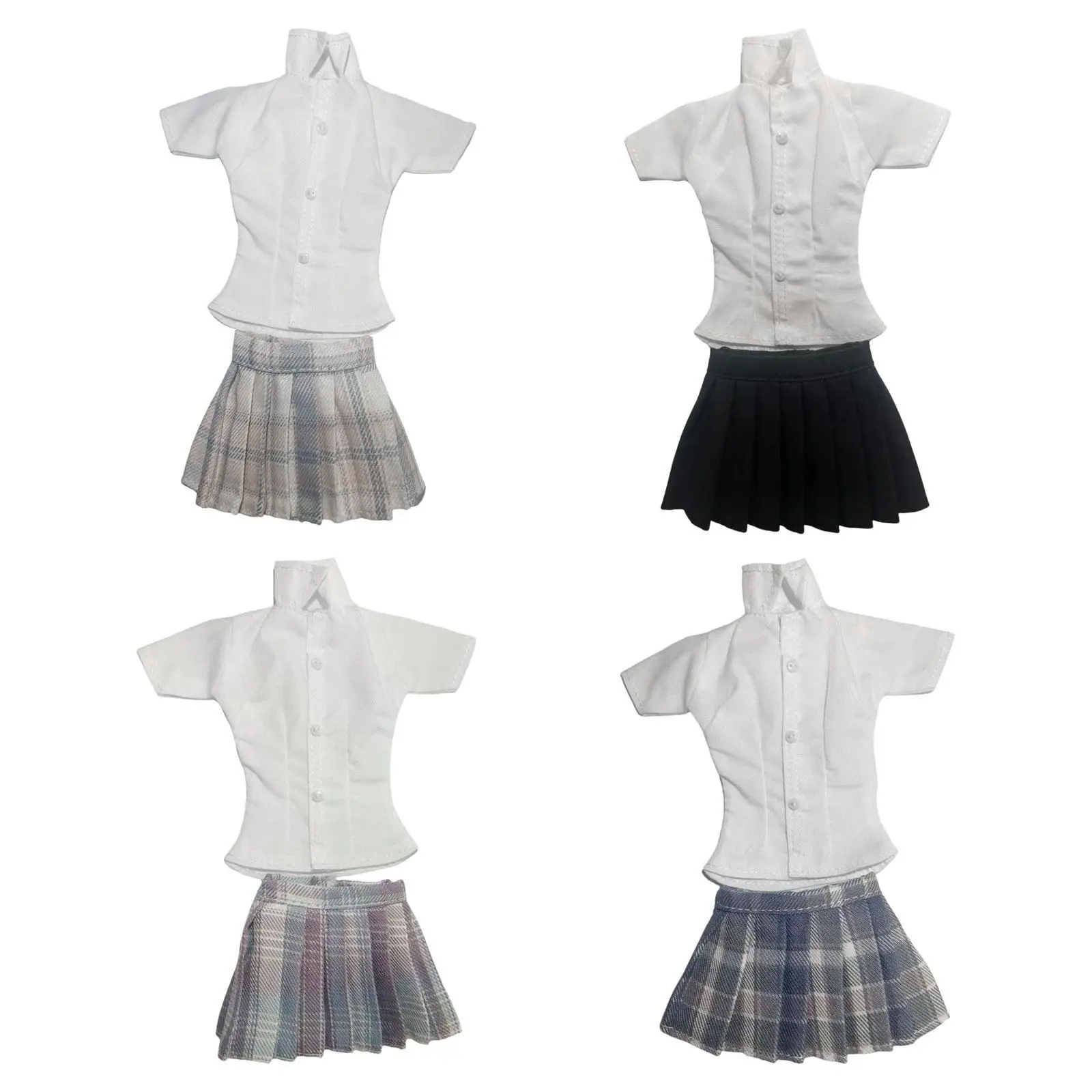 1/6 Scale Figure Short Sleeve Blouse and Skirt Casual Miniature Trendy Clothing for 12 inch Female Figures Accessories Costume