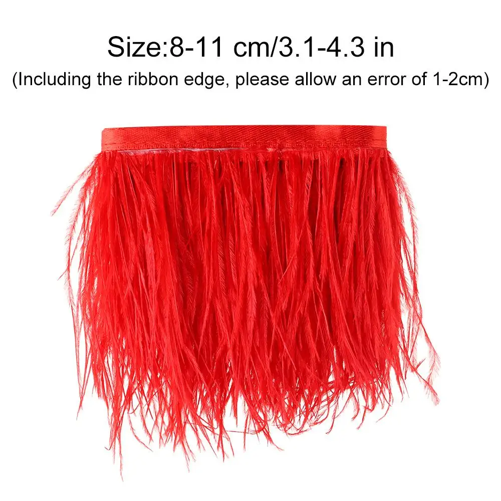Accessoires de loisirs créatifs pour fêtes : Plumes, Rubans, Plumes de struzzes à bordure de ruban, largeur 8-10 cm, 1 mètre de long