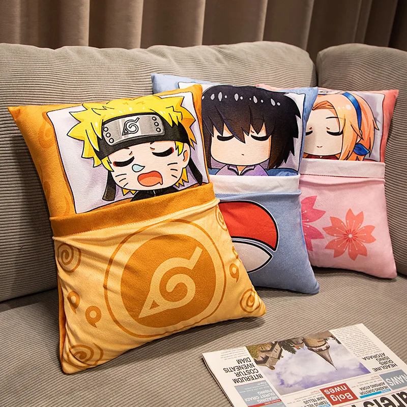 Bandai Q Version of Naruto Anime Kakashi Naruto Plush Pillow Can Lift The Quilt Doll Children's Birthday Gift Sleeping Pillow