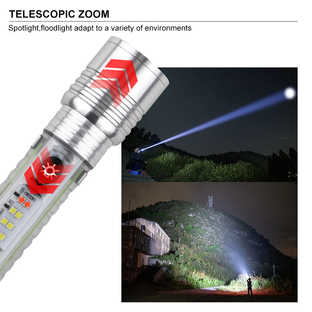 Asafee S21 30W 600m Long White Flashlight Side Light Rechargeable Waterproof Type-C Charge Pancratic Torch