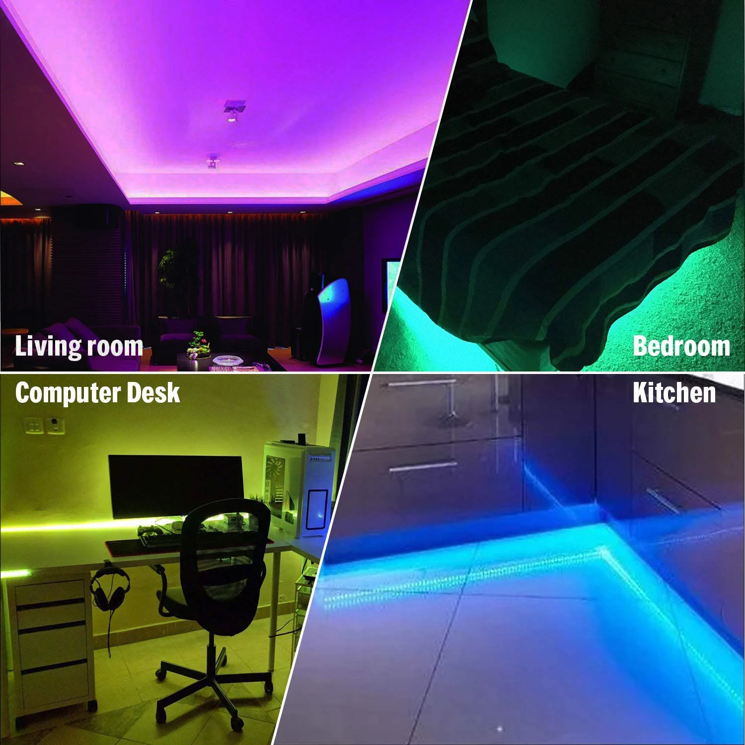 Lampu Led Strip RGB ruangan, lampu Led dengan kendali jarak jauh, warna berubah warna, lampu pita RGB untuk dekorasi pesta rumah, lampu belakang TV