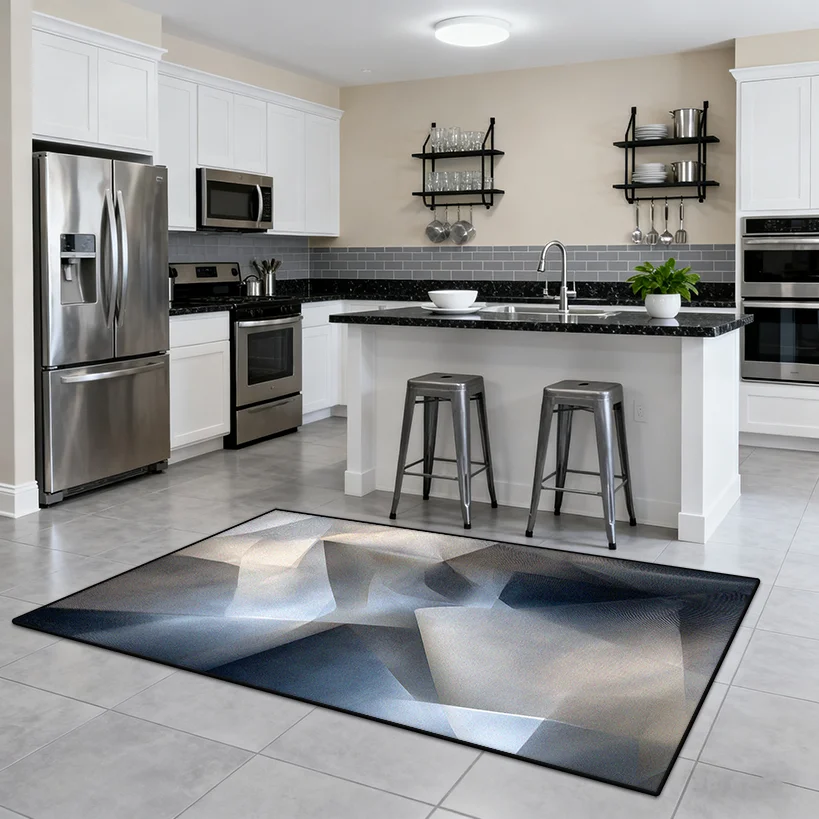 

Современный серый, синий градиент, легко чистящийся кухонный ковер, противоскользящий мягкий минималистичный коврик для гостиной, большие размеры, безворсовые коврики