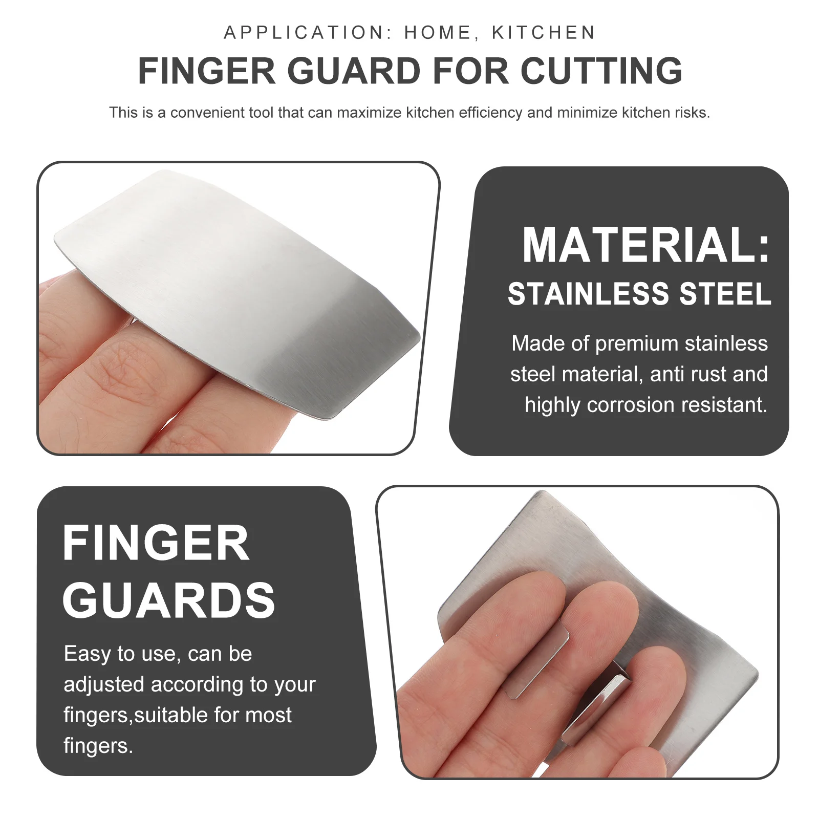 

5pcs Stainless Steel Finger Guard For Cutting Anti-Rust Adjustable Protector Slicing Tool For Kitchen Cooks Housewives Gift