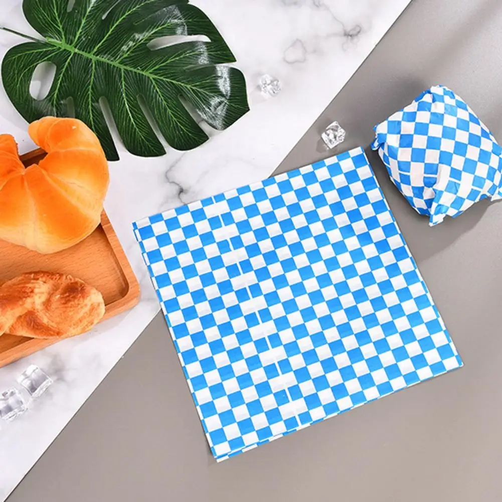 Snack Wrapping Supplies Classic Checkered Deli Paper Sheets for Food Baskets Sandwich Wrapping 50pcs Grease Resistant for Bbqs