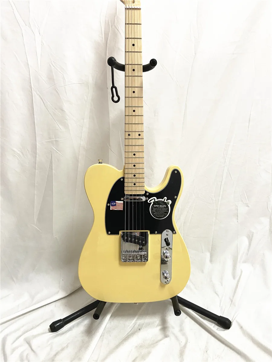 

Classic cream yellow 6 string electric guitar maple xylophone neck black guard free shipping