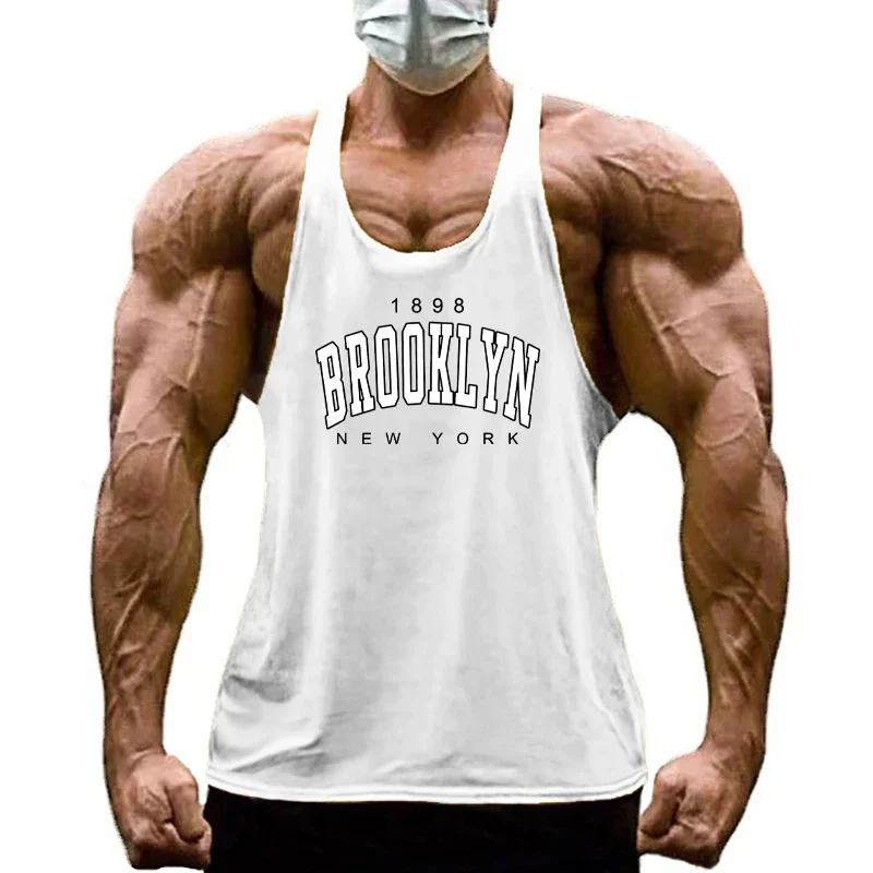 Gym Bodybuilding Fitness Sport Tank Tops Mens Casual Sleeveless Cotton T-Shirts Summer Y-back Breathable Workout Muscle Vests