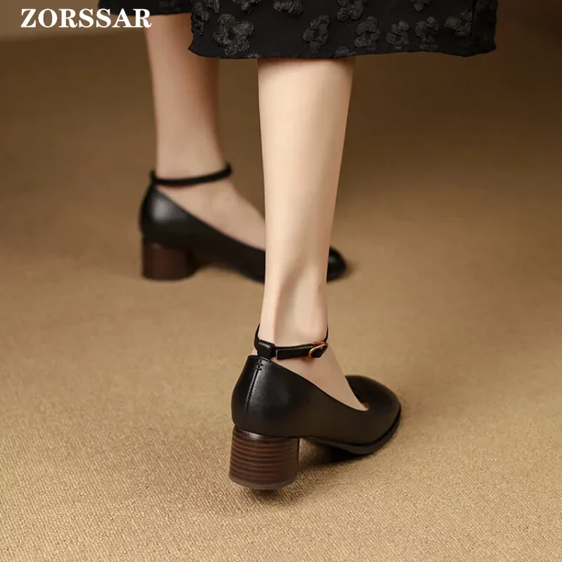 Kobiety Obcasy Buty Mary Jane Buty Kobieta Czółenka Oryginalne Skórzane Wysokie Obcasy Sukienka Buty Brązowe Buty Ślubne Wiosna 2024 Nowość