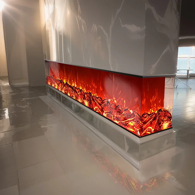 China manufacturer sales 1500 m length three sided flame inserted electric fireplace with remote controlling function