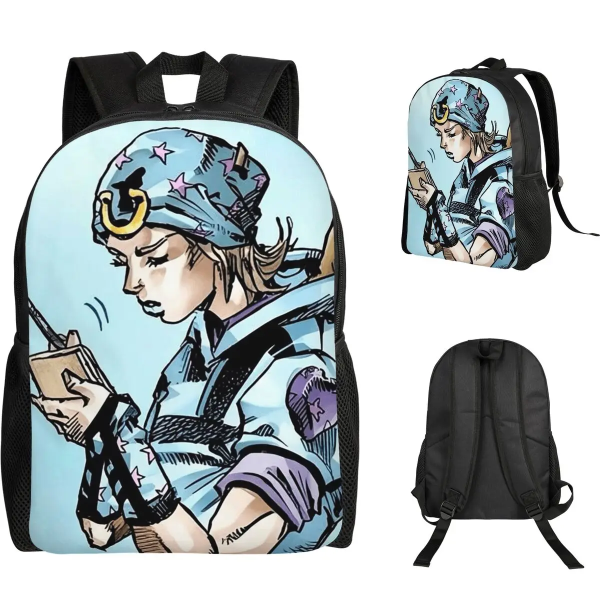 Anime Johnny Joestar JoJo's Bizarre Adventure Backpack Student Boys Girls BookBag School Bag Laptop Shoulder Bags