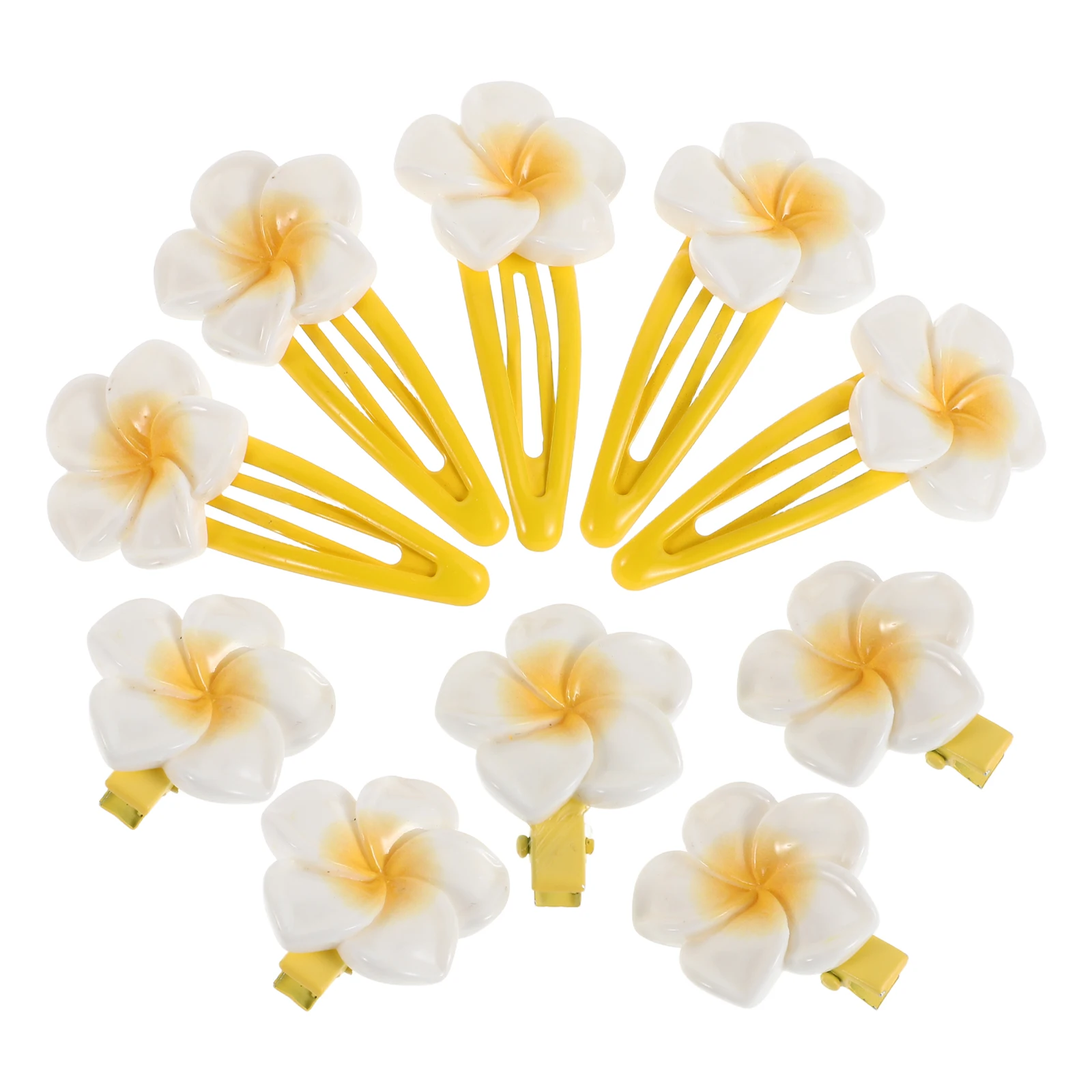 

10pcs Hair Yellow Decoration Plumeria Floral Design Tiny Bangs Claw Pins Baby Hair Clips Decorative Accessories