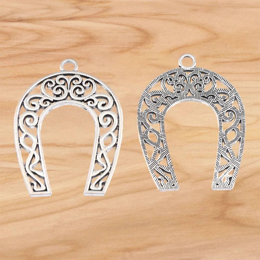 6 Pieces Antique Silver Color Hollow Open Knot Horseshoe Charms Pendants For DIY Necklace Jewelry Making Findings Accessories