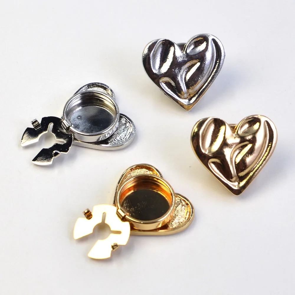 Couvre-boutons en forme de cœur en métal, 2 pièces, pour bricolage de vêtements, boutons décoratifs, décoration de boutons de manches de chemise en alliage