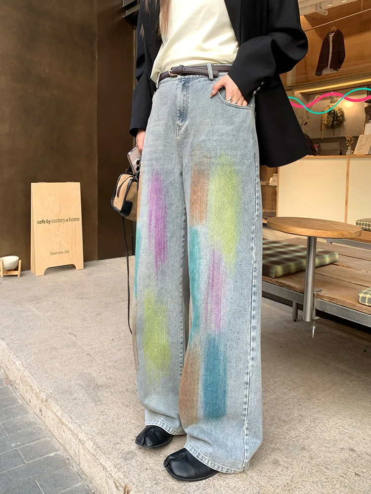 

NAZ plus Size Casual Ink Denim Jeans High Waist Straight Leg Vintage Sle Spring New Arrival Ladies Faion