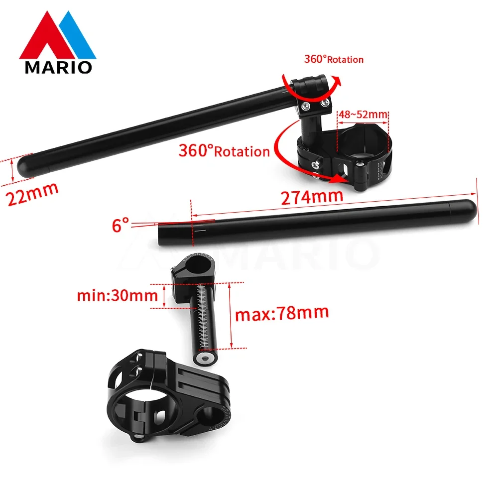 Motorcycle CNC Aluminum Clip On Fork Tube Handlebar Adjustable 50MM For YAMAHA XSR 900 XSR900 2016 2017 2018 2019 2020 2021