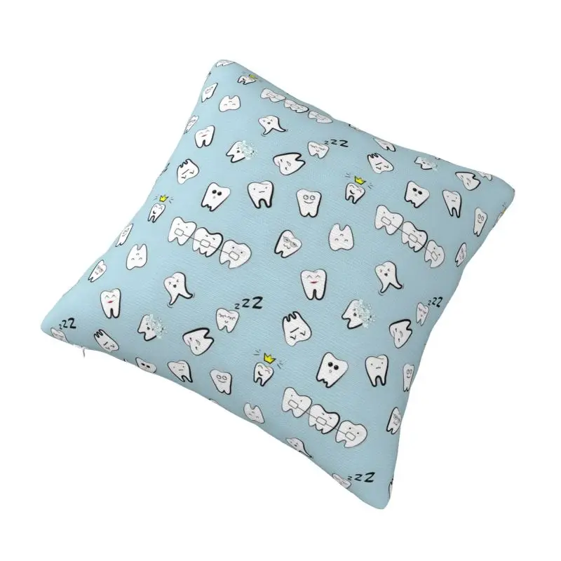 Custom Kawaii Healthy Teeth Pattern Tooth Modern Throw Pillow Covers Care Dental Health Car Cushion