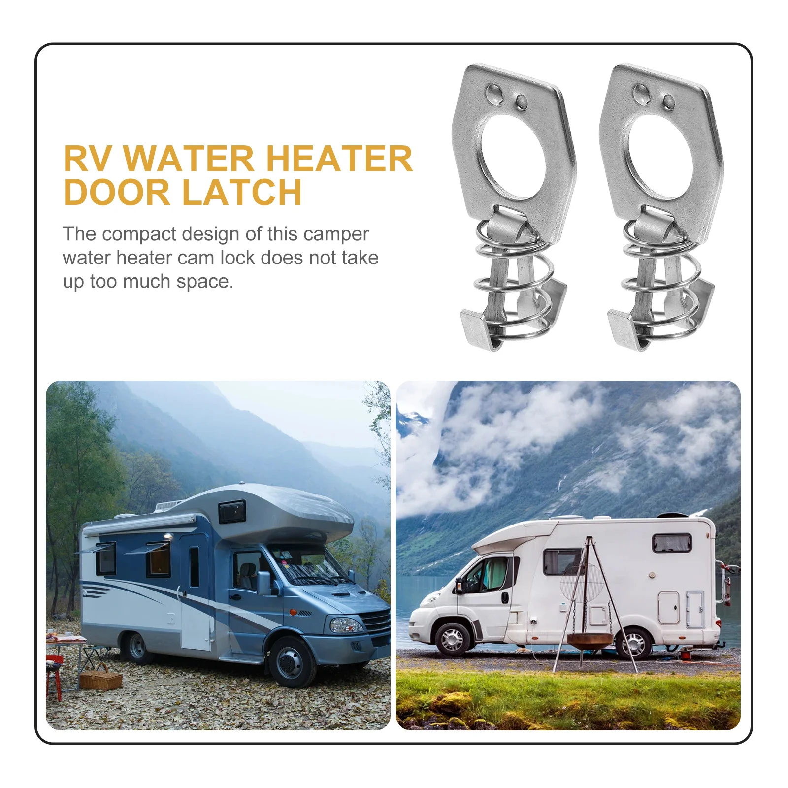 2개입 RV 워터 히터 캠 잠금장치 스테인리스 스틸 캠퍼 도어 래치 컴팩트 디자인 내구성 있는 패스너 RV 워터 히터 도어 래치