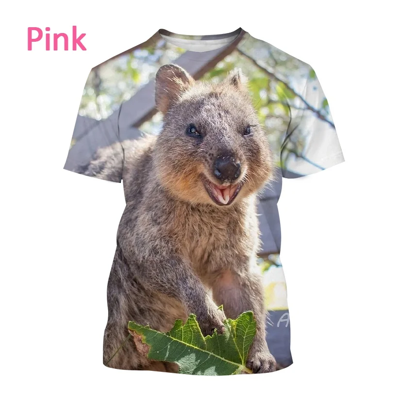 New Hot Sale Australia Quokka 3D Printing T-shirt Fashion Casual Smile Animal Print Cute Pet Quokka Short-Sleeved T-Shirt