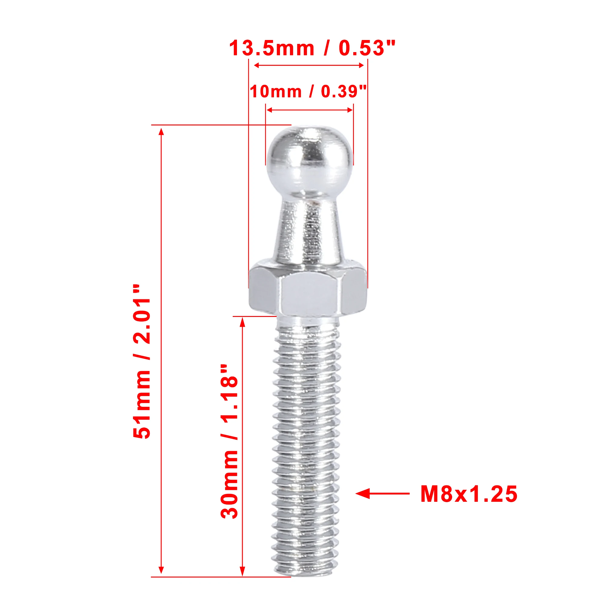 X Autohaux 2 Set 10mm M8x30mm Car Gas Strut Ball Studs Kit Silver Tone for Gas Strut Shocks