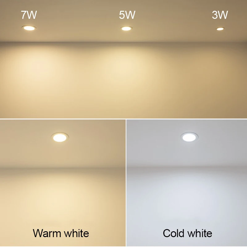 LED Downlight 220V 3W 5W 7W Recessed Round Ceiling Dowm Light Modern Home Lighting LED Recessed Round Panel Light for Bedroom